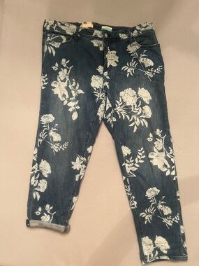 Pilcro Floral Print Relaxed Denim Jeans